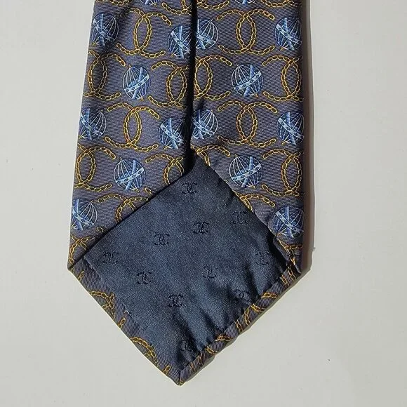 CHANEL Men's Vintage Tie 100% Silk Made in Italy blue with chain CCs - Picture 5 of 5